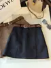 Falda A-line de gamuza vintage para mujer, nuevo modelo otoño 2026, de cintura alta, estilizada, elegante, bodycon corta con cinturón