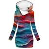 Suéter de punto para mujer, vestido de suéter de otoño, popular en Amazon, con capucha impresa en 3D digital de arena movediza, para mujer