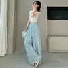 Pantalones Anchos de Algodón y Lino Blancos para Mujer, Verano Delgados de Cintura Alta Adelgazantes Bohemian Casual, Pantalones Largos Sueltos con Caída