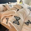 Conjunto de Cama de Inverno Quente de Quatro Peças em Veludo Leite Esculpido de Alta Qualidade, Lençóis Grossos com Forro de Lã e Lençóis de Elástico