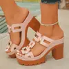 Comércio Exterior Transfronteiriço Europeu e Americano Salto Alto Peep-Toe Confortável 2026 Casual Feminino Verão Novo Tamanho Grande Atacado