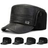Sombrero de Cuero Personalizable de Ala Ancha para Hombres de Mediana Edad y Mayores, Papá, Anciano, Gorra Cálida de Invierno con Copa Redonda