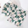 Pijama de Verano para Niños Algodón Seda Traje Ropa de Casa para Niñas Delgada Bebé Niños Manga Larga Algodón Seda Traje Aire Acondicionado