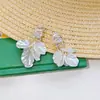 Pendientes de Flor con Borla de Aguja de Plata Electrochapada en Oro Real Pendientes de Botón Minimalistas Frescos Pendientes Versátiles de Moda