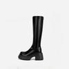 25 Botas de Caballero Nuevas de Otoño e Invierno con Suela Gruesa y Tacón Grueso, de Altura Media-Alta para Mujer, Botas Forradas de Lana que Superan la Rodilla, Botas Estrechas para Motocicleta