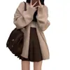 Cardigan Tricotado Macio e Sedoso Estilo Japonês High-end 150 Shorty Feminino Outono e Inverno Preguiçoso Solto Suéter Casaco