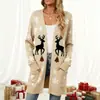Nuevo cárdigan fino largo de comercio exterior transfronterizo con bolsillos, abrigo suéter de moda estampado para otoño e invierno, personalizado, casual para mujer