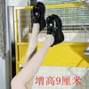 Mocasines Estilo Birkenstock Zapatos de Mujer Plataforma Plana Suela Gruesa Versátiles Zapatos Princesa Pequeña Primavera y Otoño 9cm Aumentadores de Altura Zapatos de Cuero