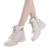 Nuevas botas martin de otoño 2024 zapatos de mujer ins otoño e invierno botas con forro polar zapatos blancos estilo británico otoño e invierno para mujer