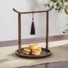 Bandeja de Chá Retrô de Bambu Estilo Chinês com Alça para Preparo de Chá, Bandeja para Lanches de Frutas Secas, Adequada para Casas de Chá, Pousadas e Uso Doméstico Caixa de Lanches