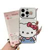 Estojo fofo de desenho animado Shin-chan Kitty adequado para Apple 17 Pro Max, Huawei, Xiaomi e Vivo com janela grande e capa macia