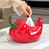 Caja de Pañuelos de Pimiento Verde y Rojo al por Mayor para el Hogar Sala de Estar Escritorio Cerámica Caja para Servilletas Caja de Pañuelos Decorativa de Alta Gama