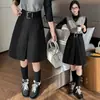 Falda plisada de lana para mujer 2026 nueva falda midi línea A de otoño e invierno, sofisticada falda midi de lana gris oscuro de 5 puntos