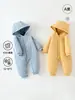 Otoño Invierno 100g Cálido Jengibre Ropa de Bebé Clase A Acolchado Unisex Bebé Recién Nacido Mameluco con Capucha Ropa de Algodón Mono
