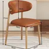 Silla de Comedor Estilo Vintage Nórdico Madera Maciza Falsa Silla con Respaldo para Mesa de Comedor de Restaurante Italiano de Lujo Ligero Celebridad de Internet Hogar Minimalista Moderno