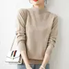 Nueva Hermosa Camiseta Básica de Temperamento Semi-Alta para Mujer Ropa Interior Ajustada Suéter de Punto Manga Larga Otoño Invierno Suéter Negro Talla Única