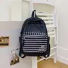 Mochila com estampa listrada estilo coreano, moderna e versátil, mochila de nicho estilo Ins para estudantes do ensino fundamental II, ensino médio e universitárias
