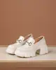 Mocassins de Couro Genuíno de Solado Grosso de Alta Qualidade Personalizados para Mulheres de Guangzhou, Novo Estilo Primavera e Outono, Sapatos de Salto Bloco, Estilo Britânico, Slip-Ons Confortáveis
