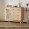 Gabinete con Cajones, Gabinete de Almacenamiento para Sala de Estar, Gabinete Pequeño de Pie Estilo Antiguo, Gabinete de Almacenamiento Retro de Ratán, Gabinete de Almacenamiento de Pared para Dormitorio, Gabinete con Cajones