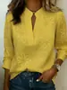2026 Amazon transfronterizo europeo y americano para mujer otoño casual manga larga estampado cuello en V holgado top camisa