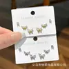 Mini Brincos Borboleta Agulha de Prata S925 Micro-Pavimentados com Zircônia Pequenos e Delicados Conjunto Um Cartão Três Pares de Brincos de Alta Qualidade para Mulheres