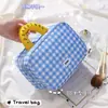 Bolsa de Tocador Plegable Popular Transfronteriza, Bolsa de Almacenamiento Partitionada de Gran Capacidad, Bolsa de Cosméticos de Aspecto Elegante, Bolsa de Viaje Portátil