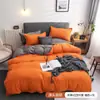 Funda de almohada con bolsillo, funda nórdica de tela cepillada de color liso, juego de tres piezas transfronterizo, funda nórdica de plumón, ropa de cama textil para el hogar de fibra ultrafina