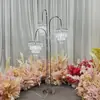Nuevos Accesorios para Ceremonia de Boda Estilo Europeo Candelabro de Cristal Chapado en Hierro Tiras de Hielo de Cristal Adornos de Decoración para Guía de Camino