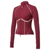 Chamarra de Yoga Estilo Corto con Cuello Alto, Corte Ajustado, Cierre, Adecuada para Otoño e Invierno, Se Puede Usar por Fuera, Chamarra Deportiva para Correr, Top Ajustado