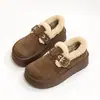 Botas de Neve com Solado Grosso e Forro de Pelúcia para Mulheres 2026 Novo Estilo Quente Inverno Mais Veludo Totalmente Fechado Estilo Birkenstock Sapatos de Algodão com Pelo para Mulheres