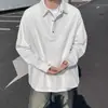 Camisa tipo polo de manga larga para hombre, moderna y elegante, con cuello de solapa, adecuada para uso casual, versátil, versión coreana 2026, top de moda de otoño