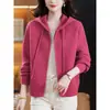 Cardigan de Punto con Capucha Color Sólido Estilo Coreano Nuevo Otoño/Invierno para Mujer Talla Grande Abrigo Suéter Cálido Top