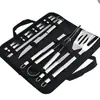 Set de Herramientas para Barbacoa BBQ de Exterior con Tenedor, Espátula, Pinzas, Cepillo, Herramientas con Mango de Tubo Pequeño, Bolsa de Tela, Set de Asado de 9 Piezas de Acero Inoxidable