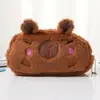 Estojo de Lápis Capivara Grande Capacidade Estudante Desenho Animado Fofo Pelúcia Bolsa de Armazenamento de Material Escolar Criativo Estojo de Material Escolar Capivara