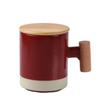 Caneca de Cerâmica com Cabo de Madeira Artístico Estilo Coreano para Escritório Xícara de Chá Café Leite presente manual logo impresso