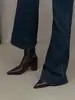2026 Botas Elegantes de Outono-Inverno Coreanas Retrô Bico Fino com Zíper nas Costas para Mulheres, Botas da Moda de Salto Grosso Elásticas Slim