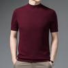 Suéter de lana de manga corta para hombre verano camiseta de lana entera moda casual tejido camisa de media manga joven y mediana edad camiseta básica