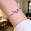 Nova Pulseira Transfronteiriça com Flores, Folhas e Pedras de Diamante para Mulheres, Pulseira Elegante, Simples e Versátil, Joia da Moda e de Alto Padrão