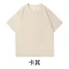 Camiseta básica de manga curta de cor sólida, caimento solto, marca da moda, para primavera e verão, camiseta de manga curta de algodão penteado, peso pesado de 210g, unissex
