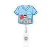 Divertido gafete acrílico retráctil con clip de caricatura, popular insignia decorativa transfronteriza para personal médico