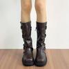 Botas Longas Plissadas Estilo Novo 2026, Botas Bootcut de Solado Grosso, Modernas e Versáteis para Mulheres, Botas Longas Melard