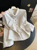 Camisas nuevas de estilo coreano, intelectuales y artísticas para principios de otoño, camisas de rayas blancas y azules de la fábrica original