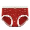 Rojo año de nacimiento suerte boda novia regalo femenino año del dragón 7A mantenimiento seda PLA entrepierna tiro medio calzones