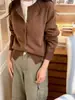 Suéter Puyuan 100% Lana sin Costuras 26 Novedades de Otoño Cuello Redondo Tejido Cardigan para Mujer Abrigo con Botones Calibre 26 260g