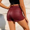 Pantalones Cortos Sexy Europeos y Americanos de Cuero PU de Cintura Alta Transfronterizos Amazon para Mujer Nuevos Pantalones de Imitación de Cuero Aspecto Elegante y Adelgazante Mujer