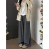 Calça Macia com Forro de Lã para Mulheres, Primavera, Outono, Inverno, Engrossada, Estilo Casual Preguiçoso, Caimento Macio, Perna Reta, Calça de Perna Larga Yamamoto