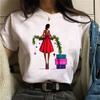 Camiseta Feminina de Manga Curta de Natal ins Moda Estampada Manga Curta Estação Independente Tamanho Europeu Tamanho Grande Camiseta Básica
