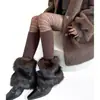 Cubrepiernas de Piel Sintética Empalmada Estilo 'Hot Girl' Milenial Y2K para Mujer, Cubrepies Color Café, Calcetines de Piel de Pelo Alto Apilados