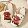 Pantuflas de Algodón con Forro de Felpa, Engrosadas para Otoño e Invierno, Punta Cerrada, Uso en Interiores del Hogar, Cálidas, Antideslizantes, Zapatos de Algodón Peludos para Mujer, Venta al por Mayor
