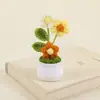Ramo tejido a mano producto terminado, maceta tipo puff, decoración del hogar, flores artificiales tejidas, ganchillo de hilo, regalo para el Día del Maestro